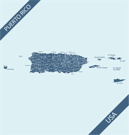 Puerto Rico county map vector outlinesのイラスト素材