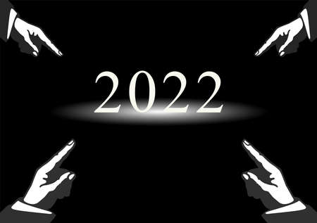 Everybody is pointing out New Year 2022のイラスト素材