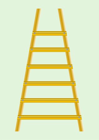 Ladder, material wood, light green background. の写真素材