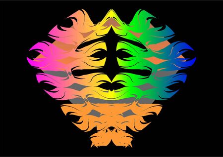 Colorful ritual mask on a black background. の写真素材