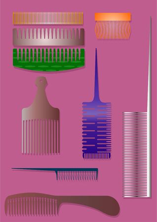 Device for combing hair, wool, on a lavender background.のイラスト素材