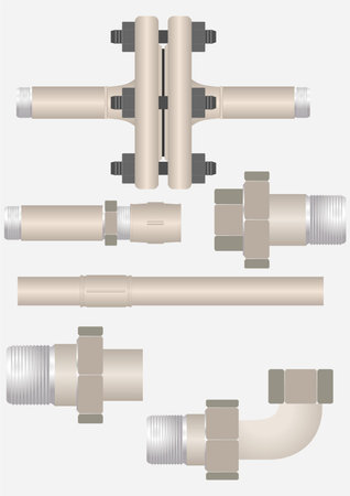 The device connecting the pipeline, to a light blue background のイラスト素材