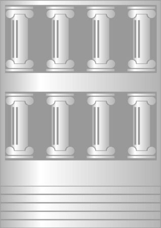 The front of the old building, on a gray background のイラスト素材