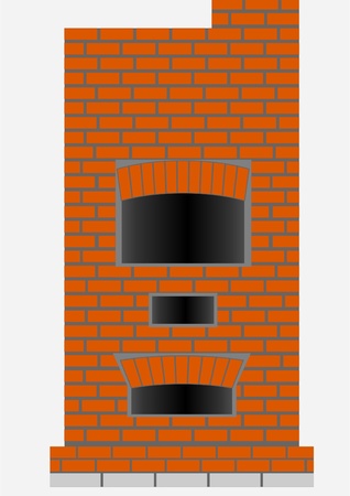 Oven made of brick with foundation, on a white background のイラスト素材
