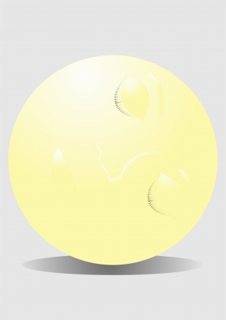 Sphere, abstraction, with a sleeping face with a shadow on a gray background のイラスト素材