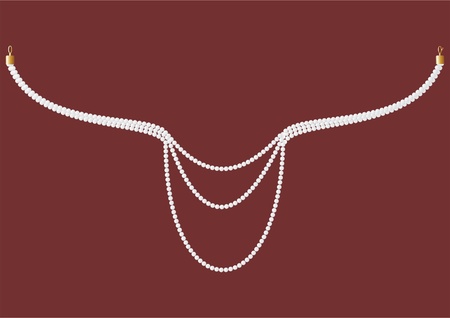 Pearl necklace with clasps, on a velvet background のイラスト素材
