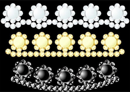 Women s jewelry to be worn on the head, three different kinds, on a black background のイラスト素材