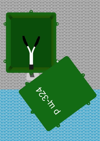 Opened box with a disabled electric wire on wall background のイラスト素材