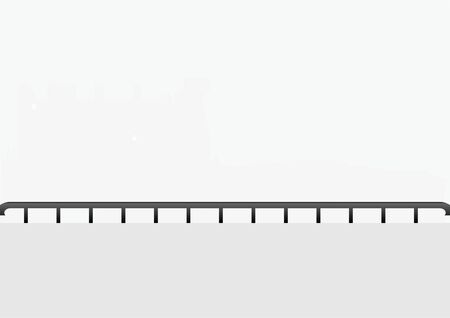 Morning autumn mist on the river promenade behind the fence のイラスト素材