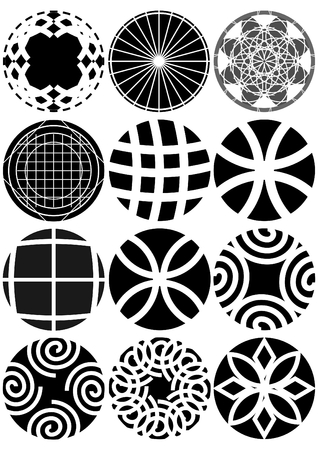 Various kinds of openings inside the circle, on a white background のイラスト素材