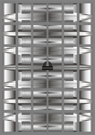 Storage space for jewelry box and a padlock on a metal background.のイラスト素材