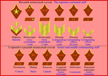 Insignia officers of the Red Army, to 1943. on a red background.のイラスト素材