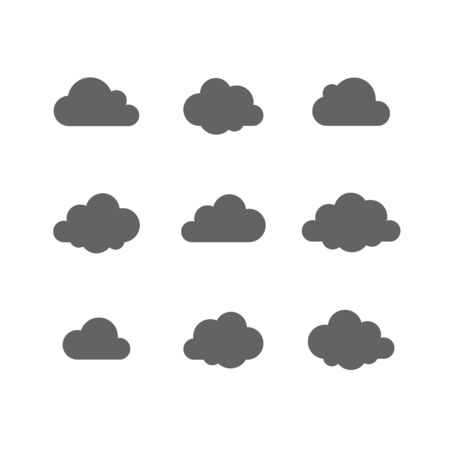Cloud vector icon set. Cloud shape. Technology Save share data information concept.のイラスト素材