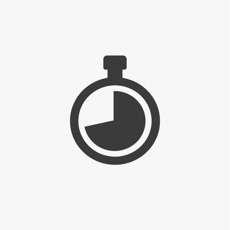 Clock vector icon. Timer stopwatch alarm symbol, flat illustration sign symbol isolated on white, watch hour minute second deadline downloading conceptの写真素材
