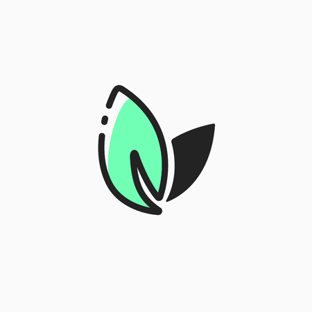 Icon vector leaf. Eco nature healthy concept. Green natural plant symbol sign design. Element ecology bio organic. Illustration isolated on white backgroundの写真素材