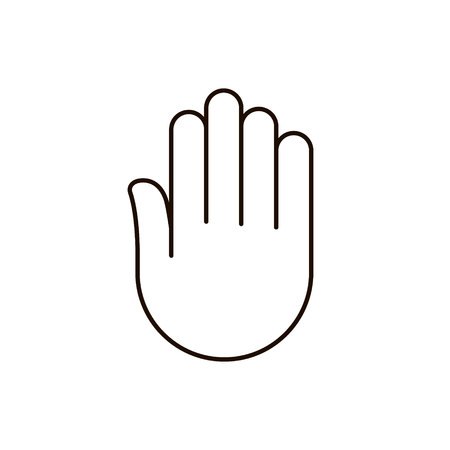 Hand vector icon, palm line thin sign. Outline logo isolated on white, flat desig for web mobile app.の写真素材