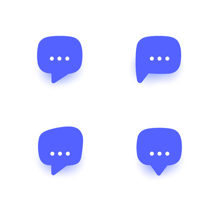 Message icon set, text vector sign, email speech bubble collection with color shadow, flat design for web, web site, mobile app.の写真素材