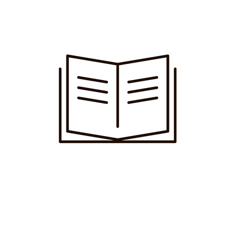 Book vector icon, open magazine, textbook dictionary sign line outline thin sign flat design for web mobile app isolated on whiteの写真素材