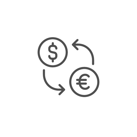 Exchange vector icon. Dollar euro currency. Money cash USD EUR sign. Line outline linear thin flat design for web, website, mobile app.のイラスト素材