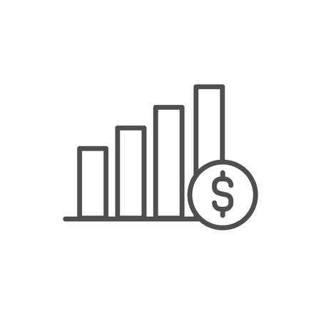 Chart money vector icon, Graphic finance progress line outline sign, linear thin symbol, flat design for web, website, mobile appの写真素材