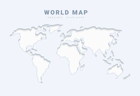 World vector map. Earth planet stylized template line outline stroke with shadow. Abstract white illustration on grey background.のイラスト素材