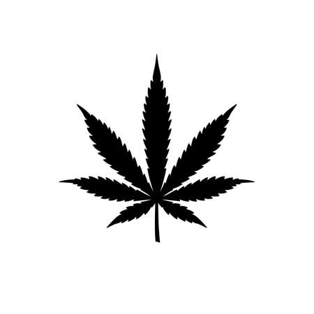 Cannabis leaf silhouette vector icon. Marijuana legalize Medicine cannabis sign. Indica sativa logo isolated on whiteのイラスト素材