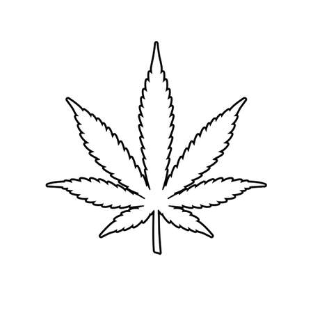 Cannabis leaf silhouette vector icon. Marijuana legalize Medicine cannabis sign. Indica sativa logo isolated on whiteのイラスト素材