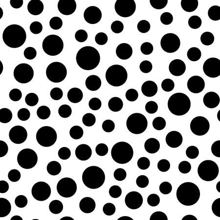 Polka Dot Vector Seamless Pattern. Spot circle bubble texture. Monochrome black and white abstract background designのイラスト素材