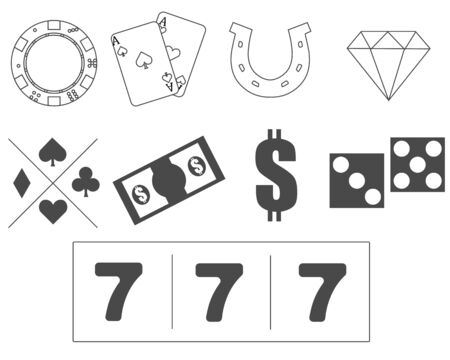 a set of white sulfur icons for poker and slot machinesのイラスト素材