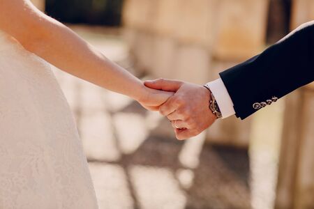 hand on hand wedding photo romantic and loveの写真素材