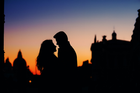 silhouette of wedding couple lovely wedding photoの写真素材