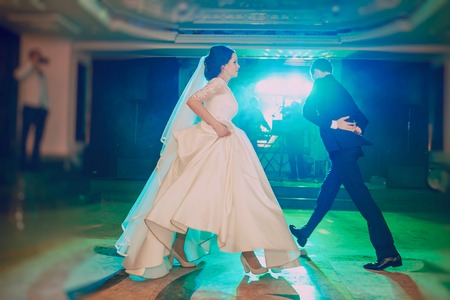 romantic couple dancing on their wedding HDの写真素材