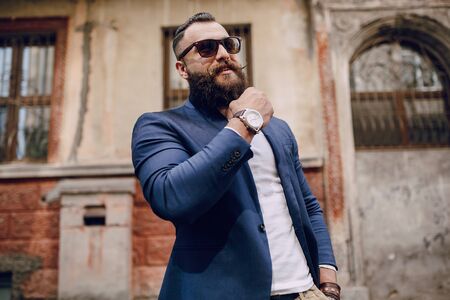 fashion brard man  outdors on summer dayの写真素材