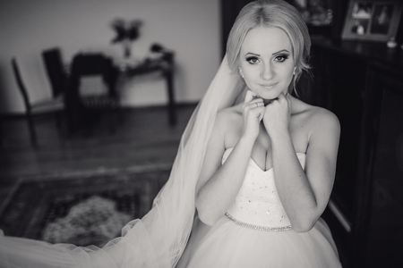 wonderful wedding day couple much happiness joy sun all in black and whiteの写真素材