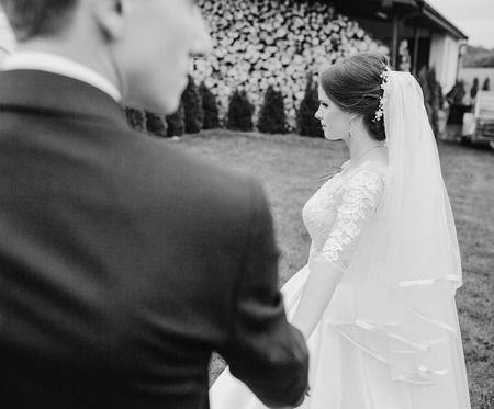 beautiful happy couple on their wedding enjoying this momentの写真素材