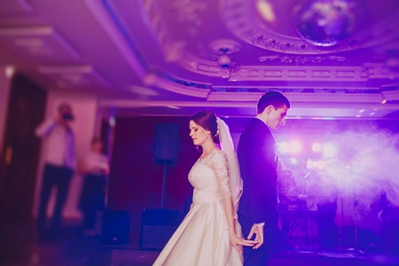 romantic couple dancing on their wedding HDの写真素材