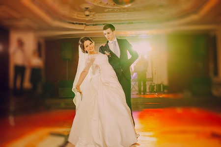 romantic couple dancing on their wedding HDの写真素材