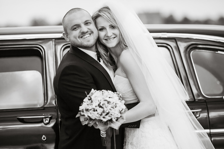 Beautiful wedding couple has fun your wedding dayの写真素材