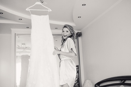 charming wedding couple celebrate their wedding day in Odessa winterの写真素材
