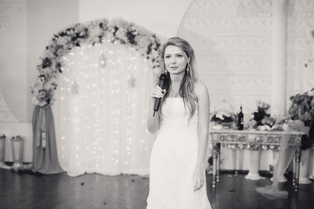 charming wedding couple celebrate their wedding day in Odessa winterの写真素材