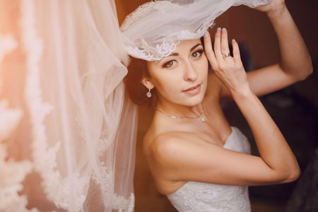 beautiful young couple in wedding sunny summer day