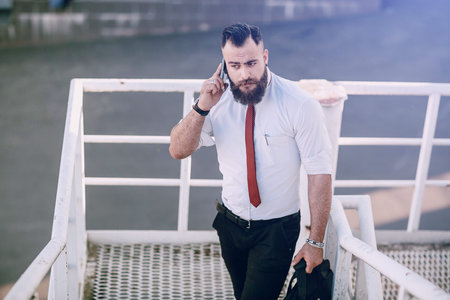 business man checking objects in glasses shirt