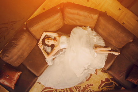 beautiful young couple in wedding sunny summer day