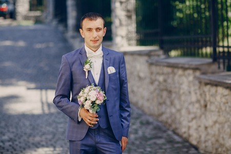 beautiful summer wedding in a beautiful historic architectureの写真素材