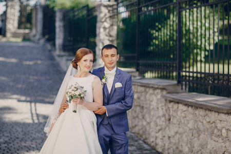 beautiful summer wedding in a beautiful historic architectureの写真素材