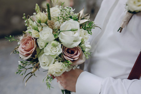 the image of the groom shirt and suspenders wedding bouquet