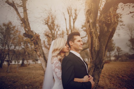 charming wedding in the old castle architecturenature and the sunの写真素材