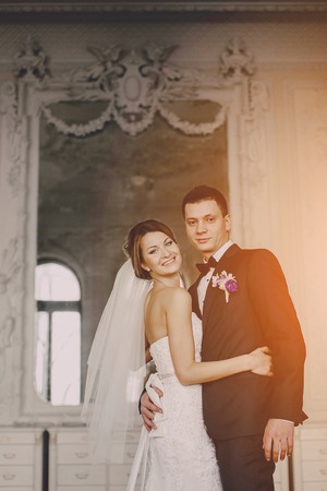 wonderful wedding on a sunny day beautiful coupleの写真素材