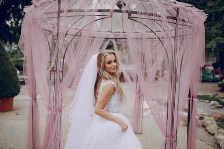 beautiful blonde couple celebrate their wedding dayの写真素材