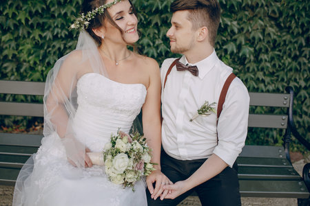 charming wedding in the old castle architecture Poland nature and the sunの写真素材